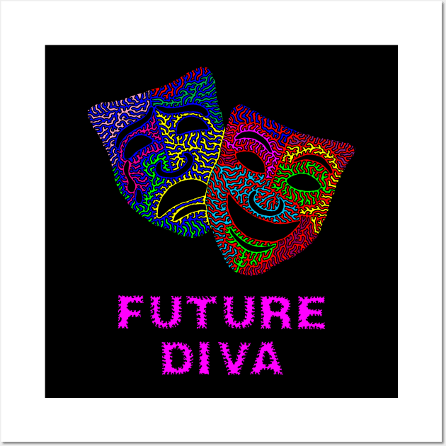 Future Diva - Comedy and Tragedy Masks Wall Art by NightserFineArts